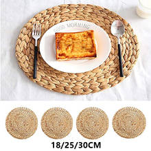 Round Natural Rattan Coasters Bowl Pad Handmade Insulation Placemats Table Padding Cup Mats For Kitchen Home Office 18/25/30CM 2024 - buy cheap