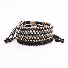 New fashion 4mm stainless steel beads cute design braided macrame bracelet men women jewelry gift 2024 - buy cheap
