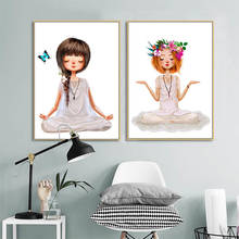 Adorável yoga menina poster quadros em tela da arte da parede impressões em tela imagens para sala de estar quarto da menina casa decorações 2024 - compre barato