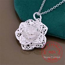 2020 Vintage Bijoux Luxury Rose Flower Chain Statement Pendant Necklace for Women 925 Sterling Silver Fine Jewelry Accessories 2024 - buy cheap