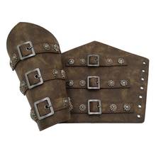 Leather Arm Guards Medieval Belt Leather Buckle Bracers One Size Retro Leather Armband Viking Leather Bracers Cosplay 2024 - buy cheap