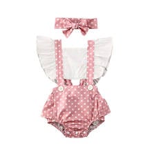 2020 Summer Lovely Toddler Baby Girls Dots Print Ruffles Sleeves Rompers Playsuit Bodysuit Outfits Set 0-24M 2024 - buy cheap