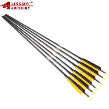Linkboy Archery Pure Carbon Arrows Spine300-800 ID6.2mm 5inch Plastic Vanes for Compound Traditional Bow Hunting 12pcs 2024 - buy cheap