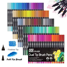 100PCS Colors Dual Tip Brush Pens Art Marker Fine Liner Brush Drawing Painting Acuarelas para colorear Manga Caligrafía 2024 - compra barato