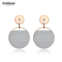 ZooMango-pendientes de cristal de circonita cúbica para mujer, aretes brillantes de arcilla redonda, hipérbola, joyería de oficina ZE19095 2024 - compra barato