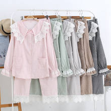 Fdfklak Cotton Pijamas Maternity Pajamas For Pregnant Spring Autumn New Plaid Breastfeeding Pajamas Pink Pijamas Mujer 2024 - buy cheap