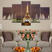 Wall Art Modular HD Printed Frame Pictures Modern Poster Home Decor 5 Panel Paris Tower Landscape Living Room Canvas Painting 2024 - buy cheap