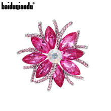 Baiduqiandu New Arrival Assorted Colors Pink Red Blue Purple Crystal Flower Brooch Pins for Women Fashion Costume Jewelry 2024 - buy cheap