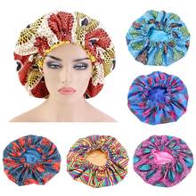 38cm 8Colors Women African Floral Print Satin Night Sleep Bonnet Hat Hair Care Cap Head Wrap Lady Hair Styling Tool Dropshipping 2024 - buy cheap