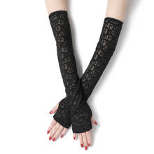 Solid Women Summer Arm Sleeves Sun Protection Lace Knitting Elastic Lady Mesh Driving Warmers Gloves Sleeve Accessories 2024 - buy cheap