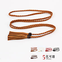 Women Ladies Braided Belt PU Leather Tassel Thin Waist Tassles Rope Belts Waistband SE31 2024 - buy cheap