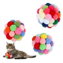 Игрушка для кошек, колокольчик, разноцветные плюшевые шарики для кошек, котенок, погремушка, Колокольчик для домашних животных, интерактивные товары для кошек, 3 размера 2024 - купить недорого