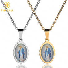 Colar de pingente de medalha religiosa feminina fine4u n653 nossa senhora de guadalupe 2024 - compre barato