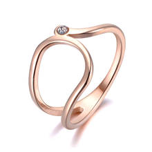 Simples design de escritório cz cristal anniversary anéis jóias para meninas feminino rosa ouro aço inoxidável diy acessórios r19021 2024 - compre barato