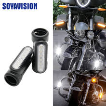 Barras de choque para motocicleta Harley Touring, barra de carretera, luz de conducción conmutada, color blanco, ámbar, 2 piezas 2024 - compra barato