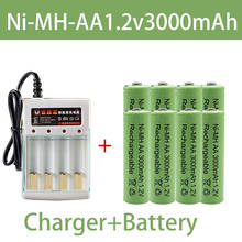 Baterías recargables de 1,2V y 3000 mAh, batería AA precargable NI MH para juguetes, cargador + batería 2024 - compra barato