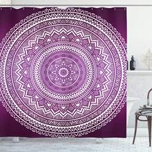 Cortina de ducha morada con estampado artístico de Mandala, conjunto de decoración de baño con ganchos, diseño inspirado en Hippie bohemio 2024 - compra barato