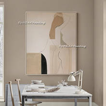 Figura moderna sencilla hecha a mano para mujer, cuadro sobre lienzo abstracto Simple, Sexy, color negro, decoración de pared del hogar, 100% 2024 - compra barato