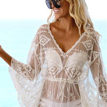 New Bikini Cover Up Lace Hollow Crochet Swimsuit Beach Dress Women Summer Ladies Cover-Ups Bathing Suit Mesh Beach Wear Tunic 2024 - buy cheap