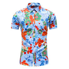 Camisa de manga curta masculina, camisa da moda com estampa do havaí e praia, roupa de verão 2021 tamanho plus asiático 5xl 6xl 2024 - compre barato