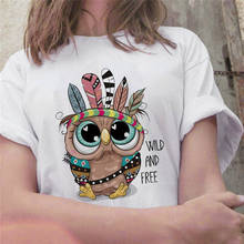 New Style Summer Cute  Owl Graphic Printed   Ladies T-shirt Harajuku  Ulzzang  90s Print T Shirt  Women Tshirt 2024 - buy cheap