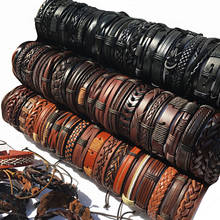 Мужские кожаные браслеты в стиле ретро, в стиле панк, 50 шт./лот 2024 - купить недорого