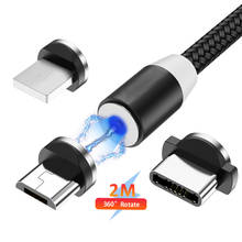 Магнитный USB-кабель типа C, кабель для iPhone 11Pro, Micro USB, шнур для быстрой зарядки для Samsung, Huawei, светодиодный магнит, 3 в 1, телефонный шнур 2024 - купить недорого