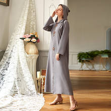 Vestido muçulmano abaya com capuz, roupa feminina eid mubarak musulman marrocos hijab turquia vestuário islâmico 2024 - compre barato