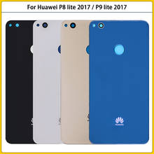 Capa de vidro para huawei p8 lite 2017, capa traseira de substituição para bateria, com adesivo, para modelos p9 lite 2017, 10 peças 2024 - compre barato