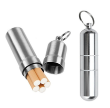 Silver Aluminum Alloy Cigarette Box Waterproof Cigarete Case Pill Toothpick Capsule Holder with Keychain Mens Gift 2024 - buy cheap