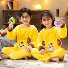 Pijama infantil de lã de 2 a 14 anos, roupa de dormir quente de lã coral, para meninas 2024 - compre barato