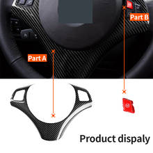 Car Styling Real Carbon Fiber Steering Wheel Trim Cover Sticker M Button For BMW 1 & 3-series E90 E92 E93 LCI 08-13 E87 E82 E88 2024 - buy cheap