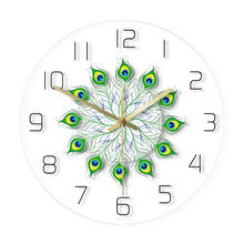 Morden Design Mandala Peacocks Feather Multi Coldecorors LED Watch Wild Animal Nature Feather Mood Light Wall Clock Klok 2024 - buy cheap