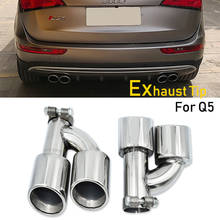 Tubo de escape en forma de h para coche, accesorio de acero inoxidable, plateado y negro, para Audi Q5, actualización SQ5, 1 par 2024 - compra barato