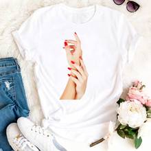 Camiseta de manga curta feminina de moda de impressão de verão de 90s engraçado bonito das senhoras da arte do prego 2024 - compre barato