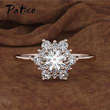 Luxury Brand Women 925 Sterling Silver Snowflake Rings Rose Gold Color Crystal Zircon Stone Ring Romantic Ring For Wedding 2024 - buy cheap