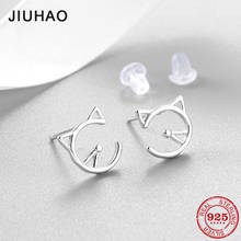 Authentic 925 Sterling Silver Hollow out Cat shape Stud earrings for women accessories Small Earrings Fine Jewelry 2024 - buy cheap
