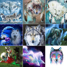 XUEQIXIAOZU Full Round Diamond Painting Wolf Cross Stitch Kit Embroidery Animals Mosaic Sale Rhinestone Pictures Home Decoration 2024 - buy cheap