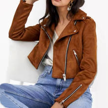 2021 New Spring Autumn Women Short Faux Soft Suede Leather Jackets Lady Slim fit Coffee Motor ZIpper Punk Matte Coats Outerwear 2024 - buy cheap