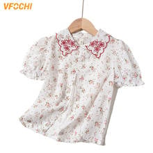 VFOCHI-Blusa de algodón puro para niñas, camisa de manga corta, ropa de boda, Top de verano 2024 - compra barato