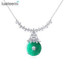 LUOTEEMI-collares con colgante de Color verde esmeralda para mujer, joyería Vintage, regalos de Navidad para fiesta de Citas 2024 - compra barato