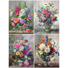 KAMY YI Flowers Vase Rose Flower Arrangement Diamond Painting Cross Stitch 5D Diy Embroidery Craft Mosaic Home Decoration 2024 - buy cheap