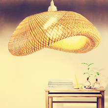 Lámpara colgante de bambú hecha a mano, luces nórdicas simples y creativas de mimbre, con personalidad moderna, para sala de estar, cocina y dormitorio 2024 - compra barato