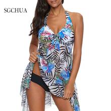 SGCHUA 2020 New Navy Separate Swimsuit Women Plus Size 5XL Swimwear with Skirt Boxer Striped Tankini XXXL Big Beach Bathing Suit 2024 - buy cheap