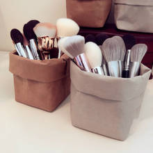 Washable Kraft Paper Storage Bag Makeup Brush Container Jewelry Sundries Storage Bags Desk Organizer Living room Home Decor 2024 - buy cheap