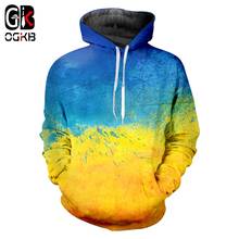 Ogmb moletom masculino com capuz, novo pulôver solto com estampa 3d, azul e tinta amarela colorida plus size 6xl, roupas para homens 2024 - compre barato