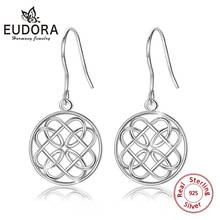 EUDORA Real Pure 925 Sterling Silver Celtic Knot Round drop Earring Unique love knot Earring Women Fine Jewelry Party Gift E13 2024 - buy cheap
