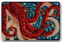 Felpudo grande Octopus In The Oceans, respaldo de neopreno, antideslizante, para exterior, interior, baño, cocina, decoración, Felpudo de bienvenida 2024 - compra barato