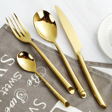 Luxury Mirror Gold Cutlery Set Stainless Steel Dinnerware Set Tableware Kitchen Knife Fork Spoon 4pcs/Set 2024 - buy cheap