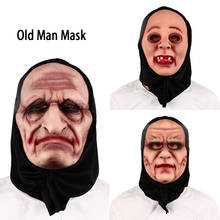 Máscara de bruxa homem velho assustador, cosplay de terror, fantasia, adereços, festa de terror, vestido com capuz 2024 - compre barato